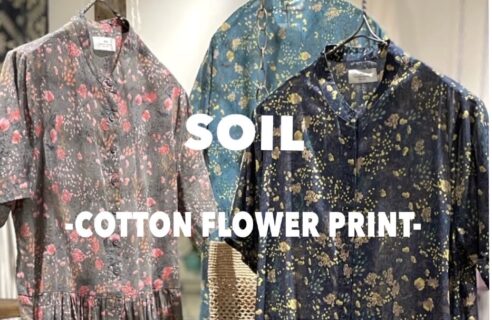 SOIL COTTON FOLWER PRINT BANDED COLLAR DRESS