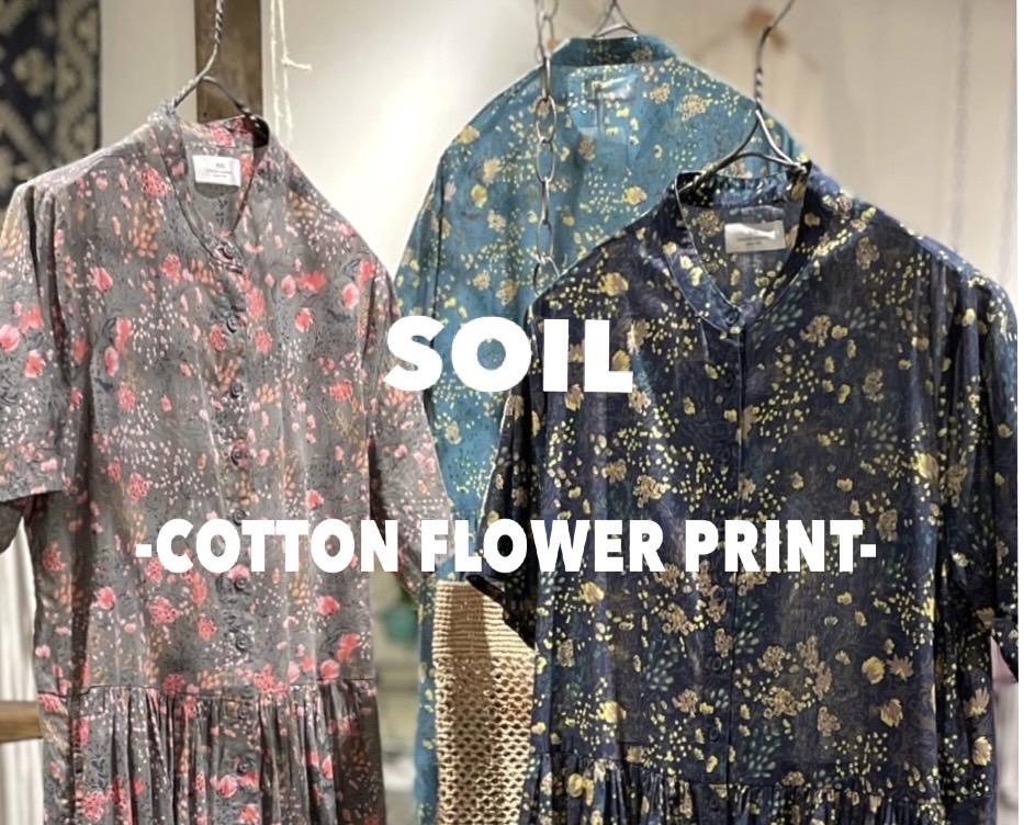 SOIL COTTON FOLWER PRINT BANDED COLLAR DRESS