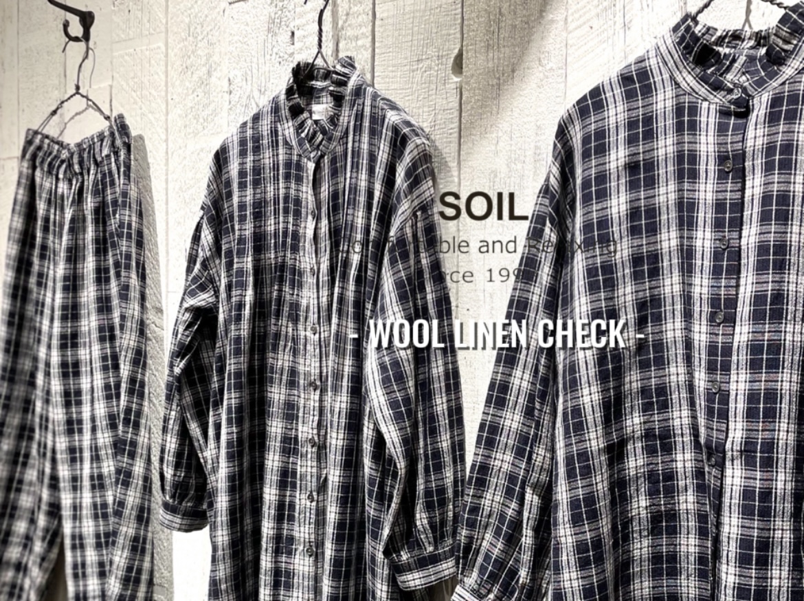 “SOIL” WOOL LINEN CHECK