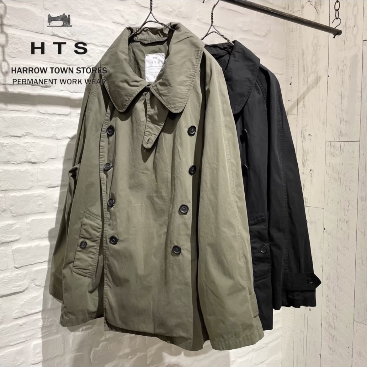 “HTS” MEDIUM WEIGHT PEACH SKIN COTTON DOUBLE OVER SHORT COAT