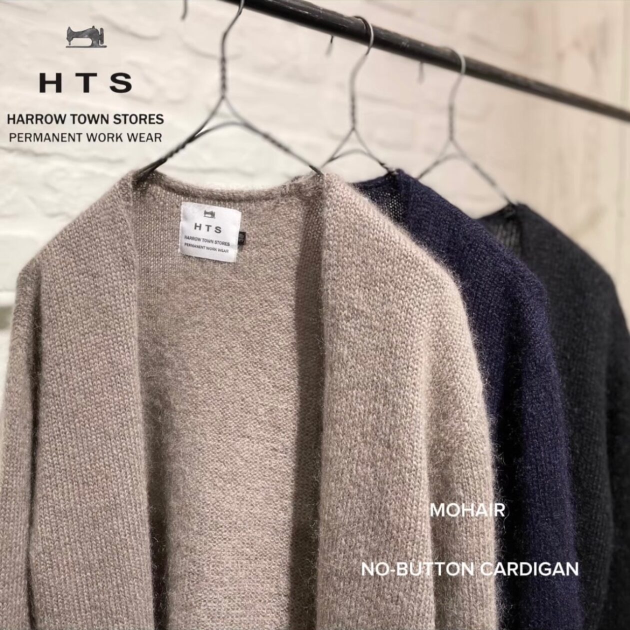 “HTS” MOHAIR NO-BUTTON CARDIGAN