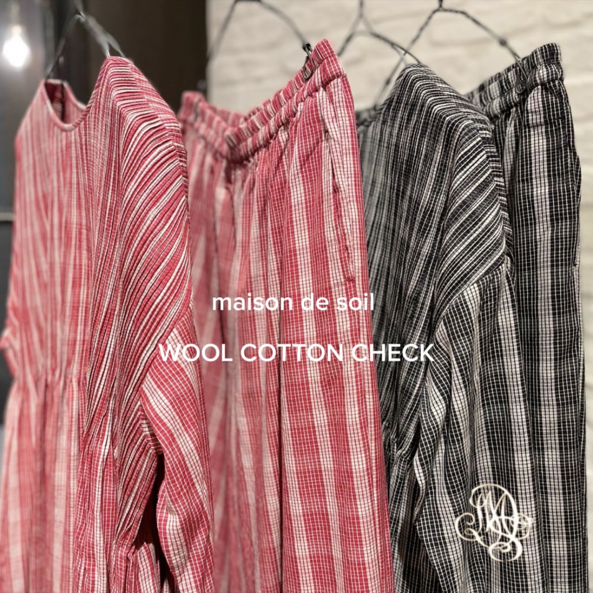 “maison de soil” WOOL COTTON CHECK