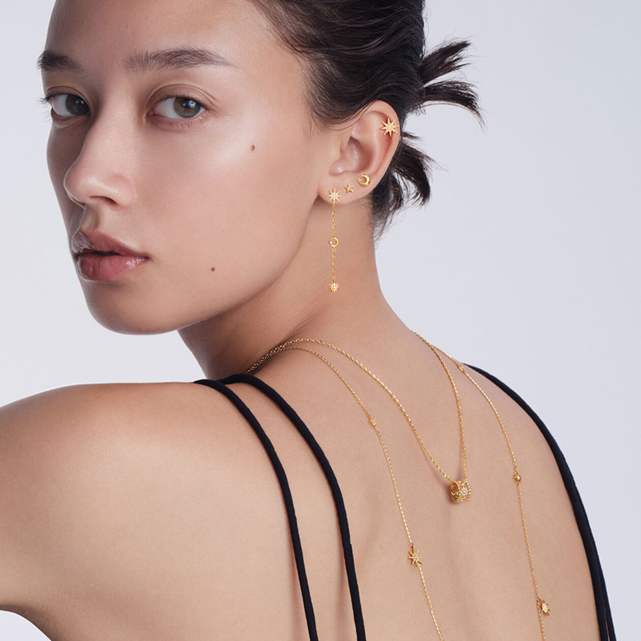 K18 ピアス MOON&SUN