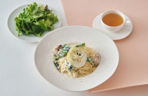 若鶏と菜の花の自家製塩レモンクリームパスタ