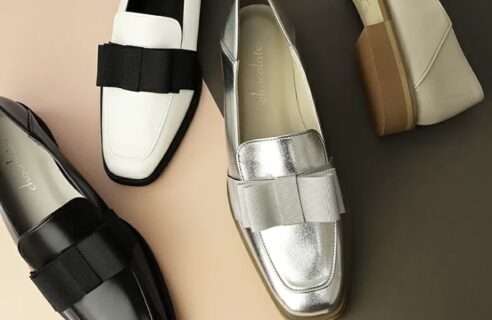 スクエアトゥリボンローファー