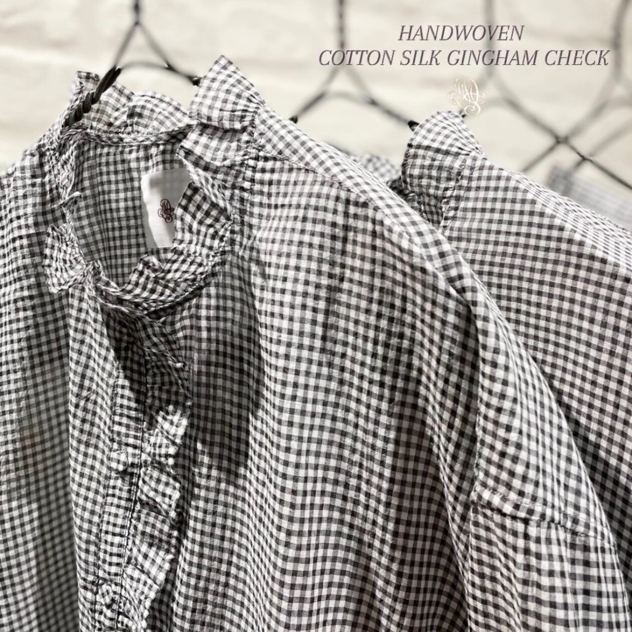 “maison de soil” HANDWOVEN COTTON SILK GINGHAM CHECK