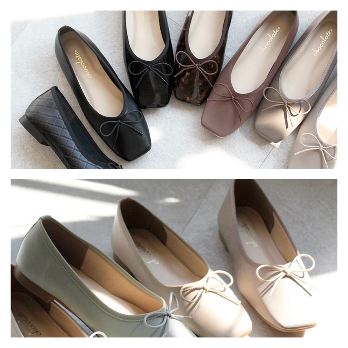 スクエアトゥバレエシューズ