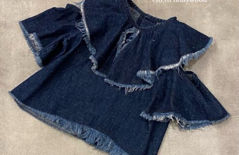 ★ワークデニム フリフリ ピース ブラウス★