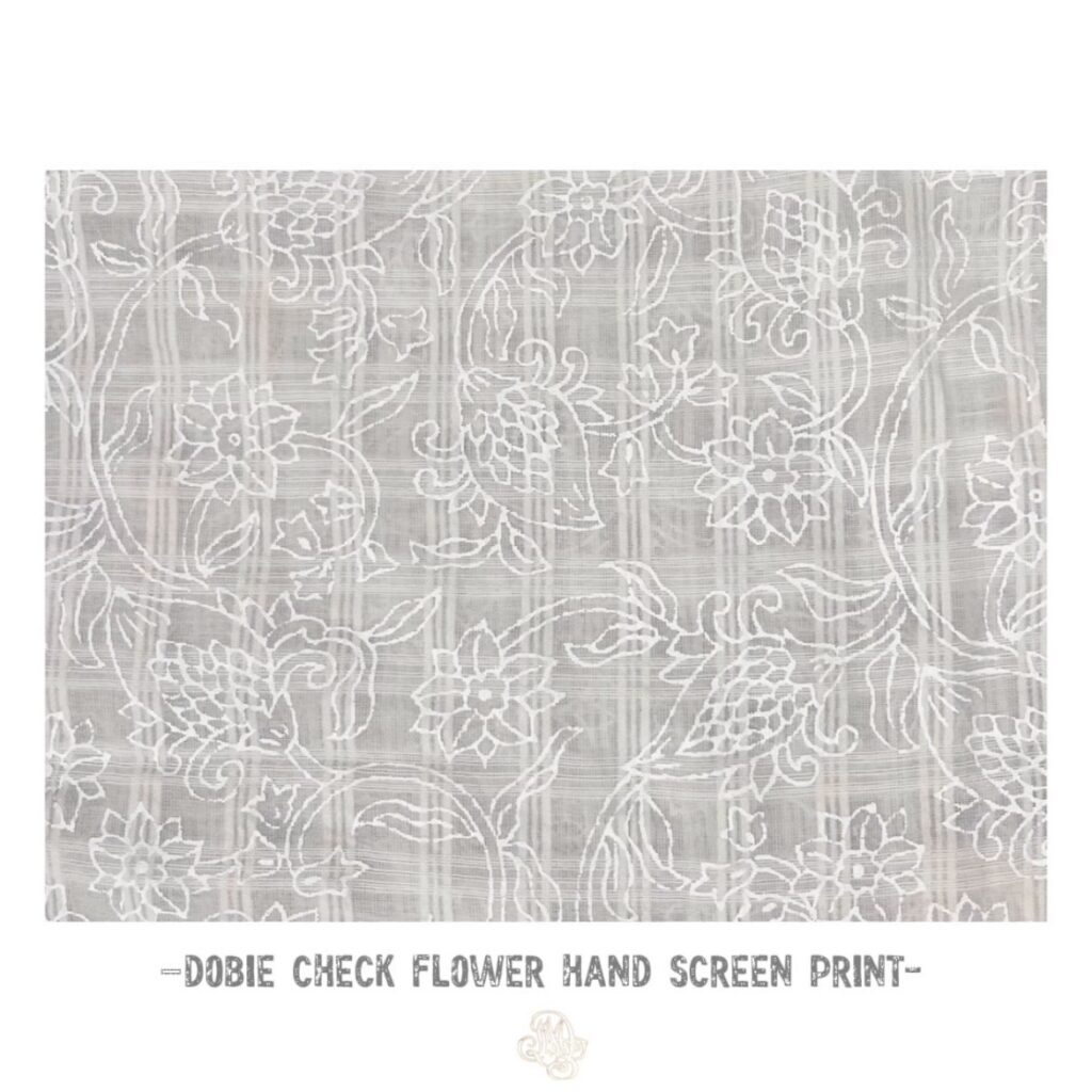 “maison de soil” DOBIE CHECK FLOWER HAND SCREEN PRINT