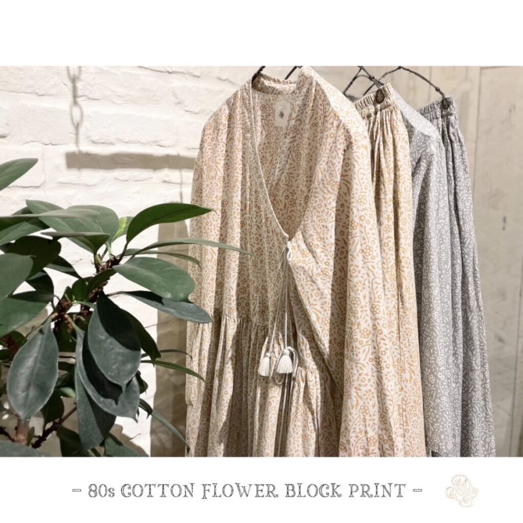 “maison de soil” 80s COTTON FLOWER BLOCK PRINT