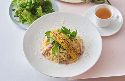 焼きとうもろこしとパンチェッタのパルミジャーノクリームパスタ
