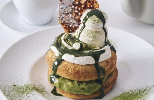\\\おいしく食べて、熊本にエールを！/// 熊本産抹茶とマスカルポーネクリームのパンケーキ